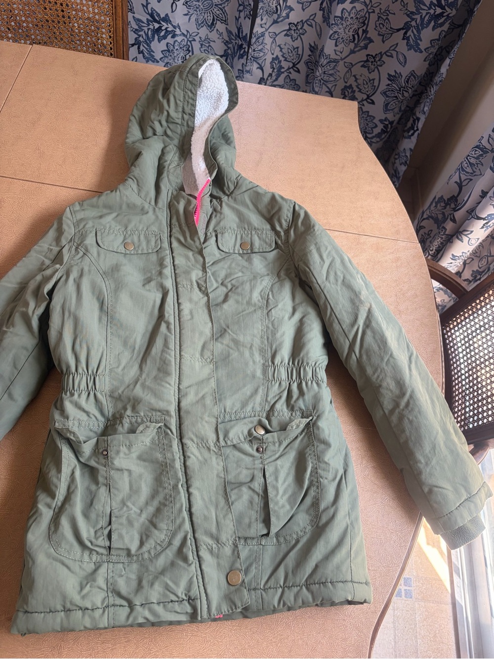 Cat & Jack Light Olive Green Hooded Utility Jacket